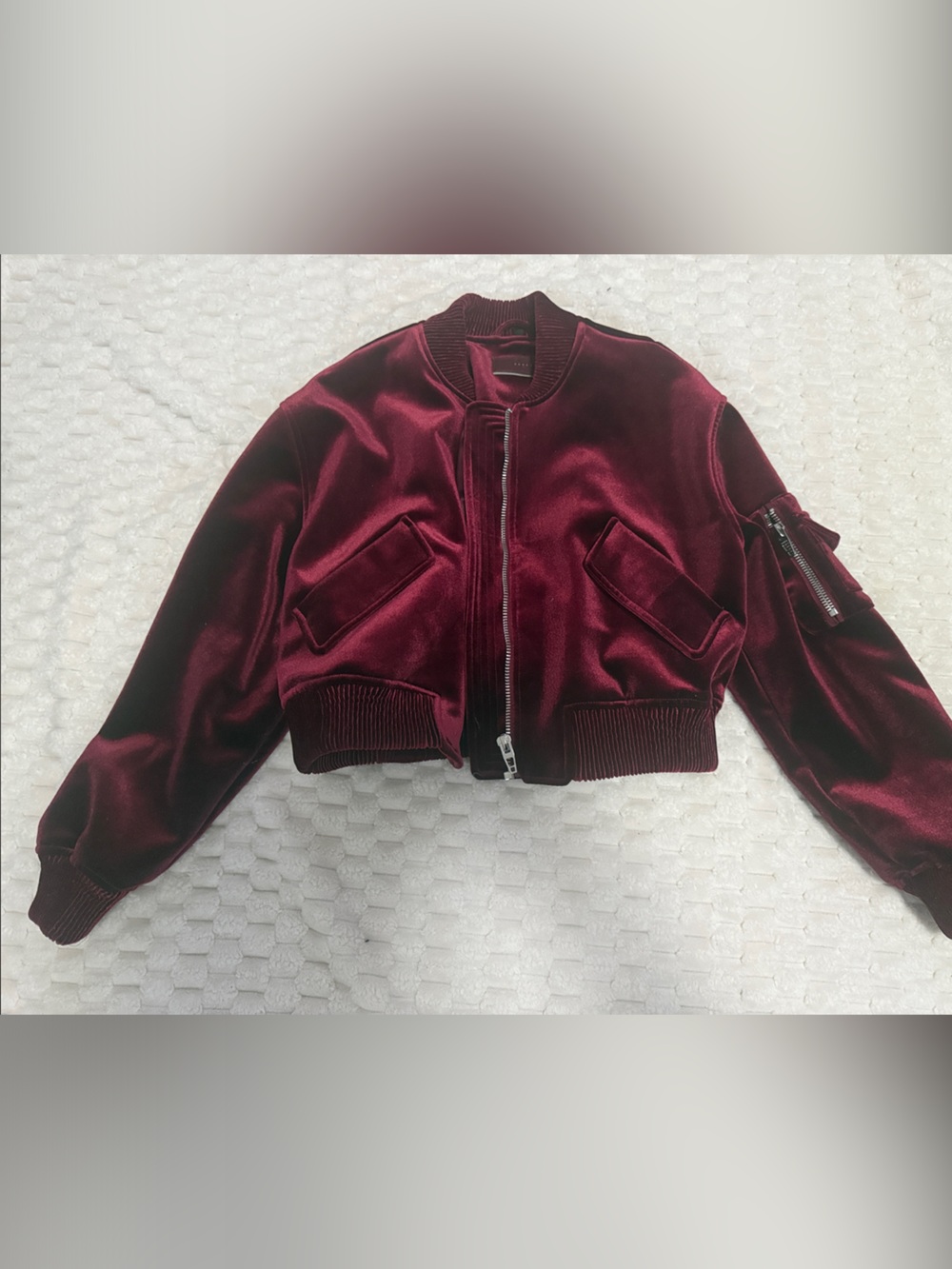 Velvet Bomber Jacket - Burgundy Medium